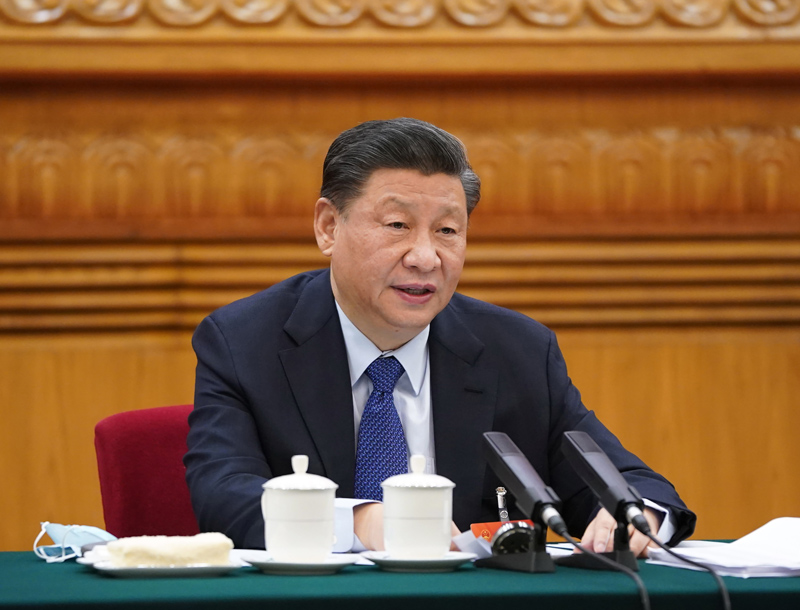 2021年3月7日,習近平參加十三屆全國人大四次會議青海代表團的審議。